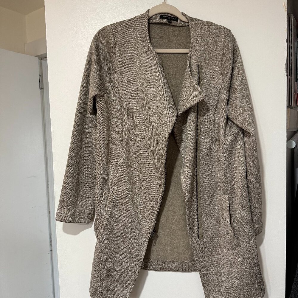✨Banana Republic Sweater Womens Asymmetrical Zip Knit Jacket Heathered Brown ✨🤎